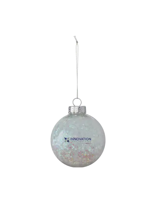 Light Silver Shimmer Sphere Ornament w/Innovation Care Partners Logo