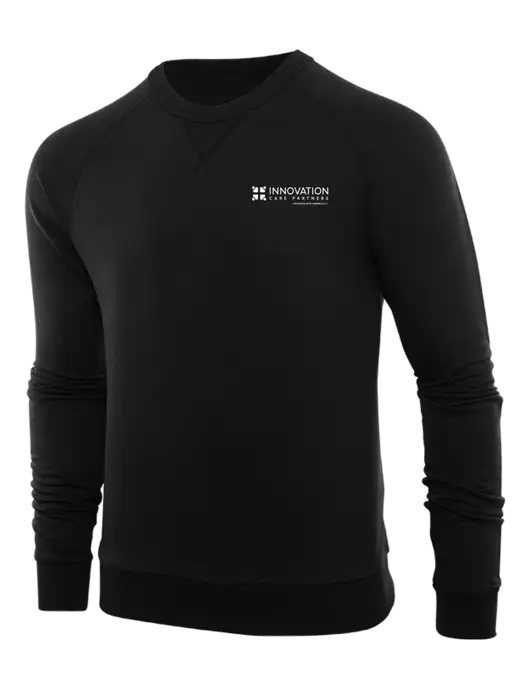 Allmade Deep Black Organic French Terry Crewneck Sweatshirt w/Innovation Care Partners Logo