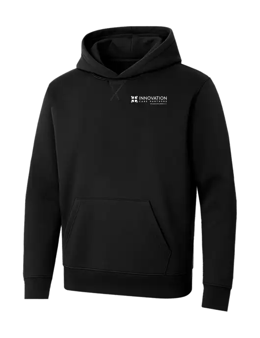 Allmade Deep Black Organic French Terry Pullover Hoodie w/Innovation Care Partners Logo