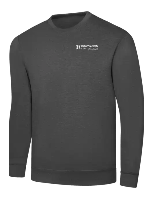 Charcoal 7.8 oz Ring Spun Crew Sweatshirt w/Innovation Care Partners Logo