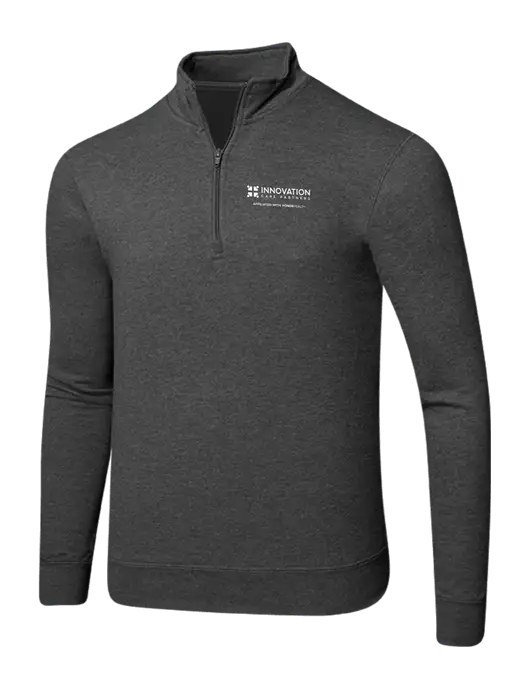 Dark Heather Grey 8.5 oz Ring Spun 1/4 Zip Pullover Sweatshirt w/Innovation Care Partners Logo