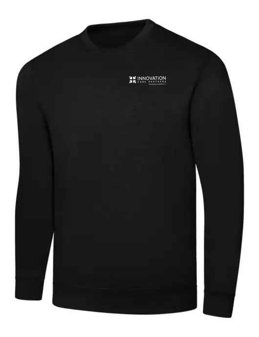 Black 7.8 oz Ring Spun Crew Sweatshirt w/Innovation Care Partners Logo