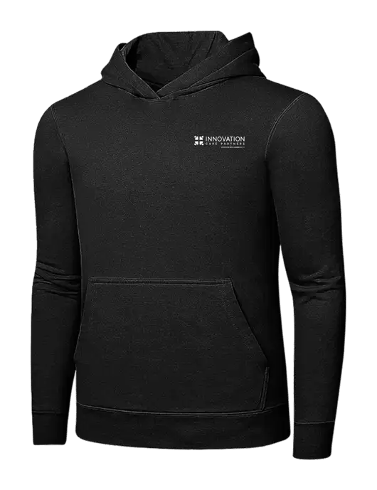 Jet Black 7.8 oz Ring Spun Hooded Sweatshirt w/Innovation Care Partners Logo