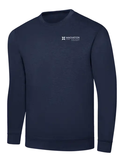 Navy 7.8 oz Ring Spun Crew Sweatshirt w/Innovation Care Partners Logo