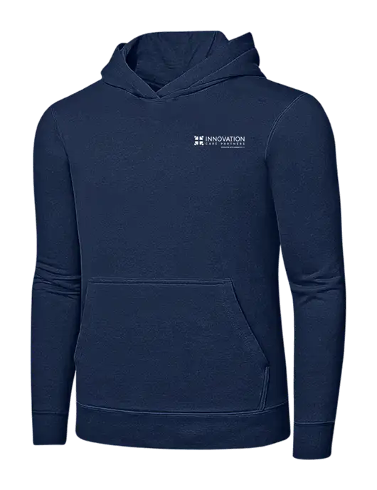 Navy 7.8 oz Ring Spun Hooded Sweatshirt w/Innovation Care Partners Logo