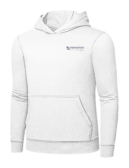 White 7.8 oz Ring Spun Hooded Sweatshirt w/Innovation Care Partners Logo