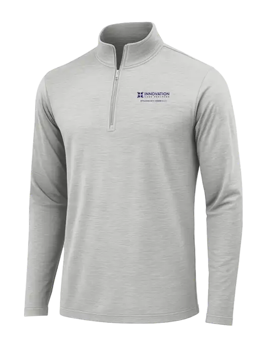 Light Grey Heather Posicharge Tri-Blend Wicking 1/4 Zip Pullover w/Innovation Care Partners Logo