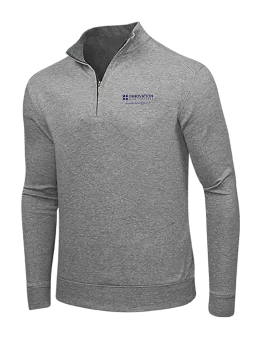 Medium Heather Grey/Charcoal Heather Interlock 1/4 Zip w/Innovation Care Partners Logo