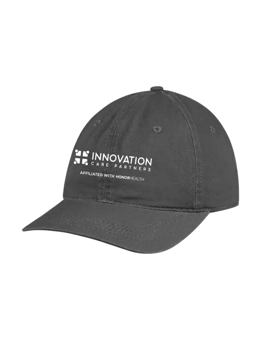 Garment Washed Unstructured Twill Charcoal Cap w/Innovation Care Partners Logo