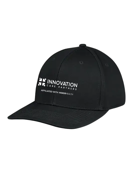 Premium Modern Structured Twill Black Snapback Cap w/Innovation Care Partners Logo