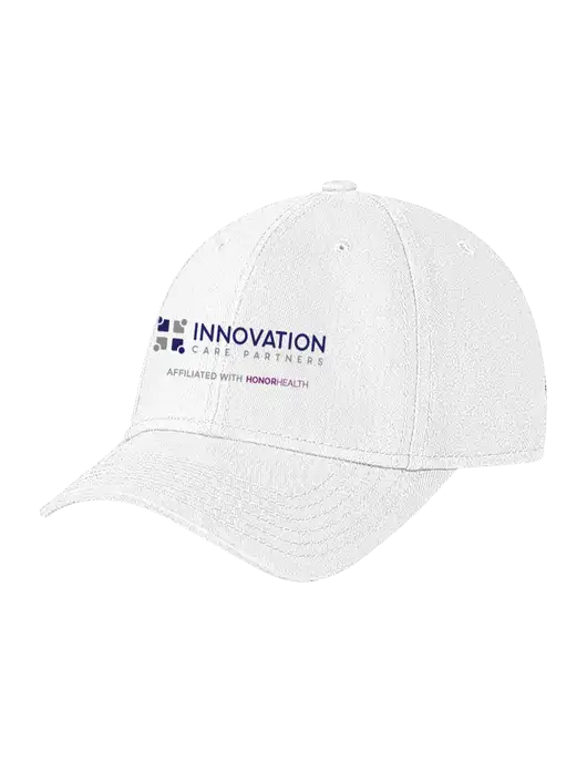 White Structured Soft Snap Closure Hook & Loop Cap w/Innovation Care Partners Logo