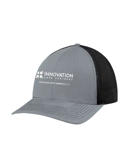Richardson Adjustable Snapback Original 112 Trucker Cap Heather Grey w/Black Mesh w/Innovation Care Partners Logo