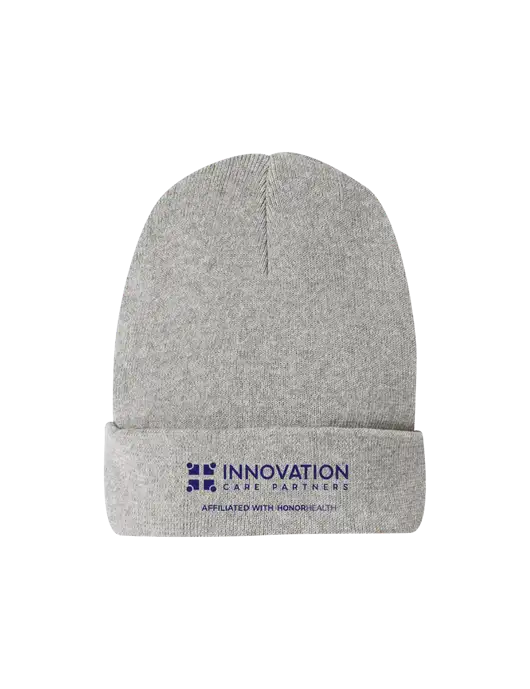 Recycled Light Heather Grey Beanie w/Innovation Care Partners Logo