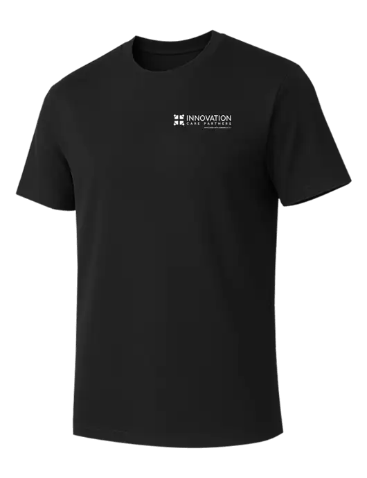 Allmade Deep Black Organic Cotton Tee w/Innovation Care Partners Logo