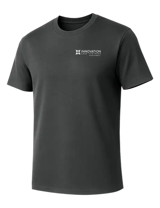Allmade Charcoal Grey Organic Cotton Tee w/Innovation Care Partners Logo