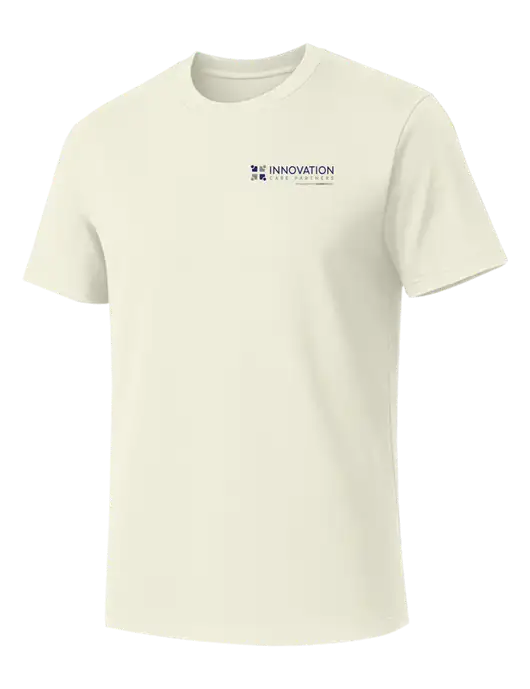 Allmade White Sand Organic Cotton Tee w/Innovation Care Partners Logo