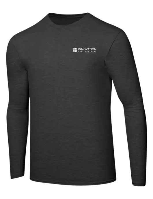 Ring Spun Dark Heather Grey 4.5 oz Long Sleeve T-Shirt w/Innovation Care Partners Logo