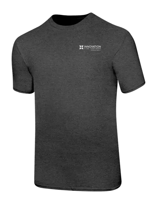 Ring Spun Dark Heather Grey 4.5 oz T-Shirt w/Innovation Care Partners Logo