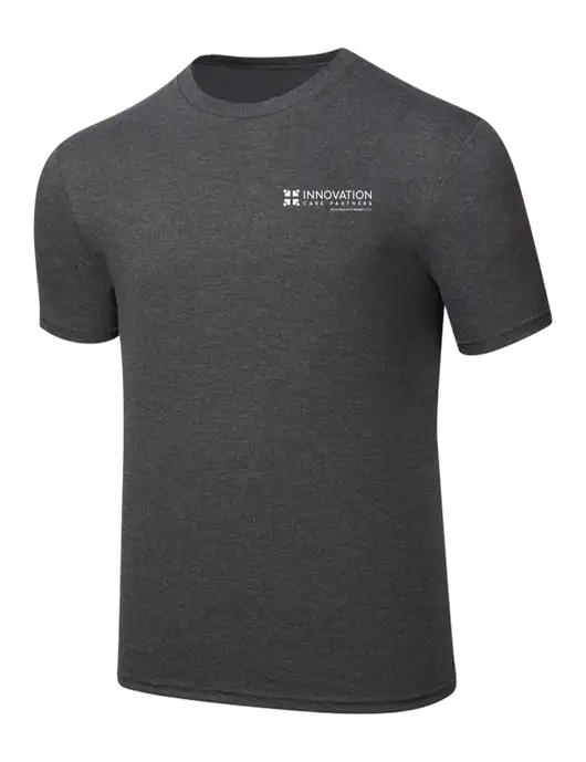 Simply Soft Heathered Charcoal 4.5oz  Poly/Combed Ring Spun Cotton T-Shirt w/Innovation Care Partners Logo