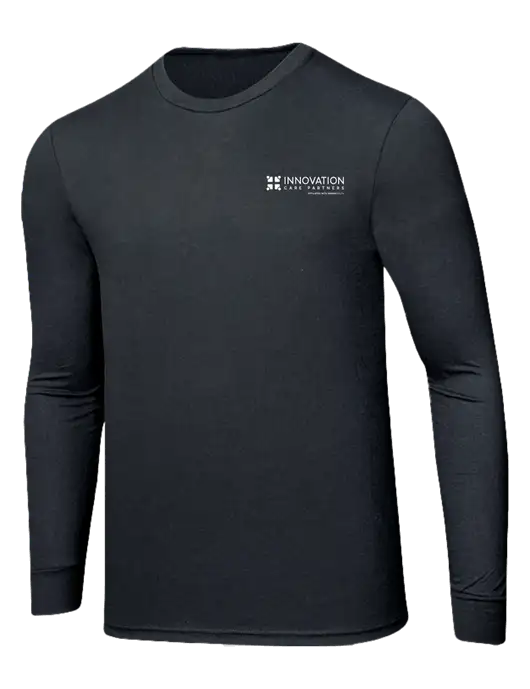 Simply Soft Long Sleeve Black Frost 4.5 oz, Poly/Combed Ring Spun Cotton T-Shirt w/Innovation Care Partners Logo