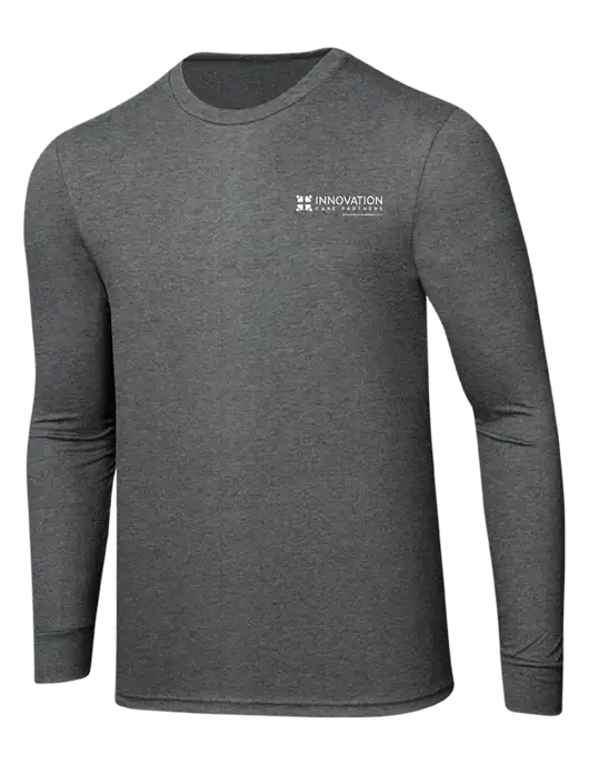 Simply Soft Long Sleeve Medium Grey Frost 4.5 oz, Poly/Combed Ring Spun Cotton T-Shirt w/Innovation Care Partners Logo