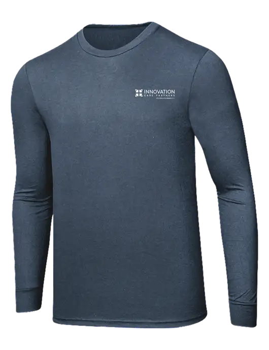Simply Soft Long Sleeve Navy Frost 4.5 oz, Poly/Combed Ring Spun Cotton T-Shirt w/Innovation Care Partners Logo