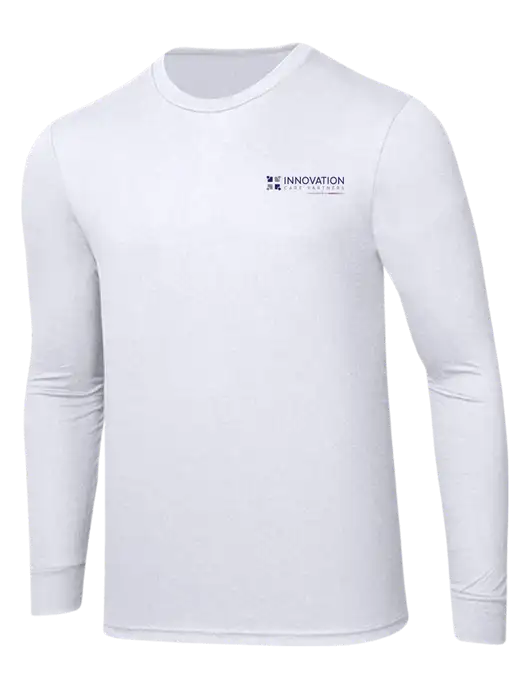 Simply Soft Long Sleeve White 4.5 oz, Poly/Combed Ring Spun Cotton T-Shirt w/Innovation Care Partners Logo