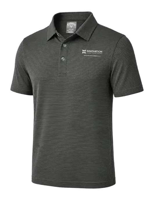 Callaway Black Fine Line Stripe Polo w/Innovation Care Partners Logo