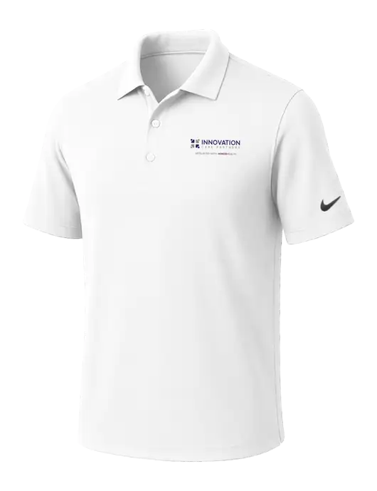 NIKE White Dri-Fit Micro Pique Polo w/Innovation Care Partners Logo