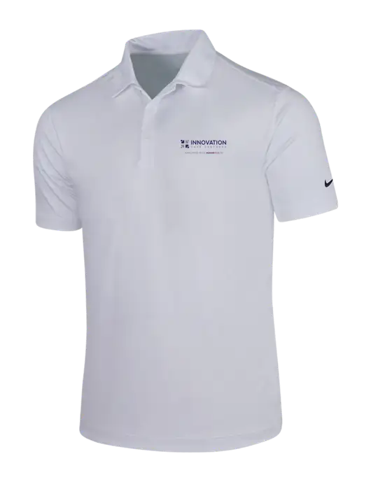 NIKE White Dri-Fit Vertical Mesh Polo w/Innovation Care Partners Logo