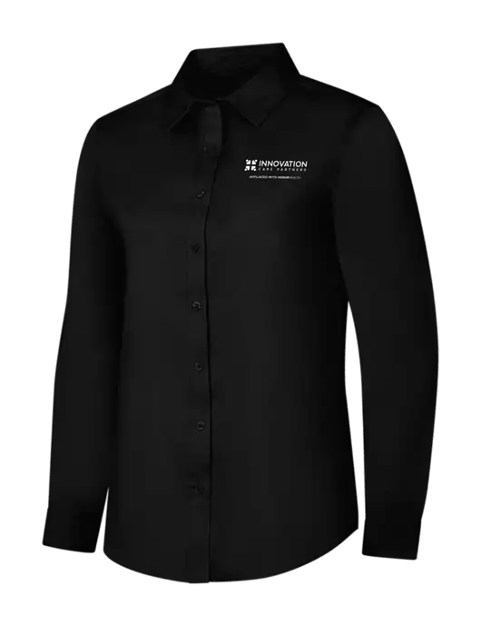 Womens Black Long Sleeve Superpro React Twill Shirt w/Innovation Care Partners Logo