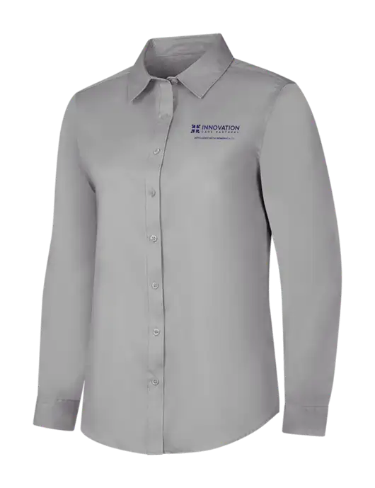 Light Grey Womens Long Sleeve Superpro React Twill Shirt w/Innovation Care Partners Logo