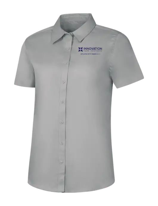 Womens Light Grey Short Sleeve Superpro React Twill Shirt w/Innovation Care Partners Logo