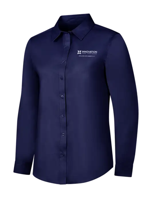 Navy Womens Long Sleeve Superpro React Twill Shirt w/Innovation Care Partners Logo