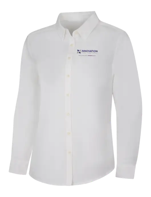 Womens White Long Sleeve Superpro React Twill Shirt w/Innovation Care Partners Logo