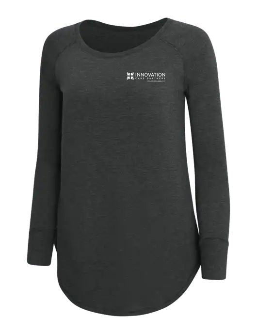 Womens Perfect Wide Collar Tunic Tri-Blend Black Frost 4.5 oz T-Shirt w/Innovation Care Partners Logo