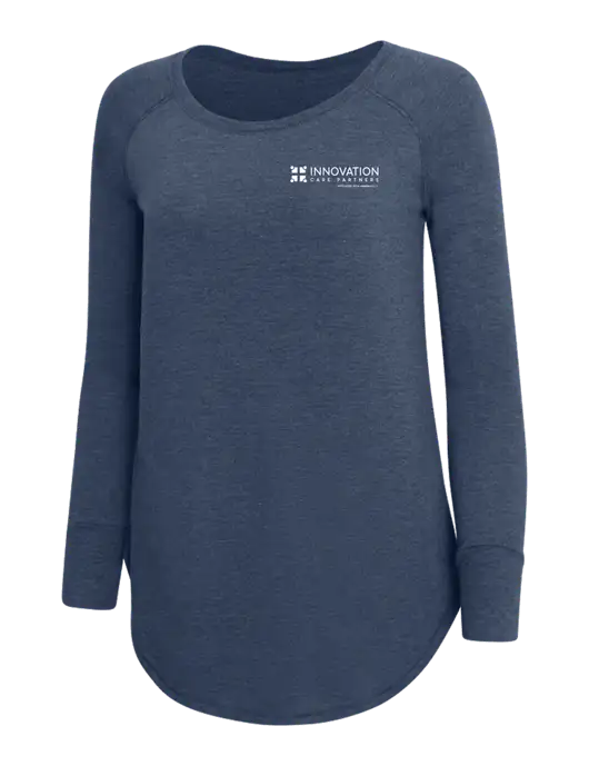Womens Perfect Wide Collar Tunic Tri-Blend Navy Frost 4.5 oz T-Shirt w/Innovation Care Partners Logo