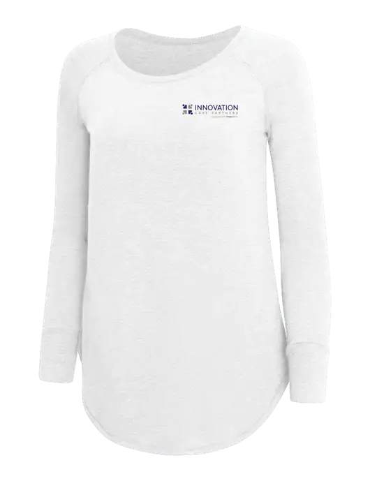 Womens Perfect Wide Collar Tunic Tri-Blend White 4.5 oz T-Shirt w/Innovation Care Partners Logo