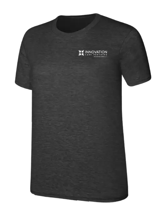 Womens Ring Spun Dark Heather Grey 4.5 oz T-Shirt w/Innovation Care Partners Logo