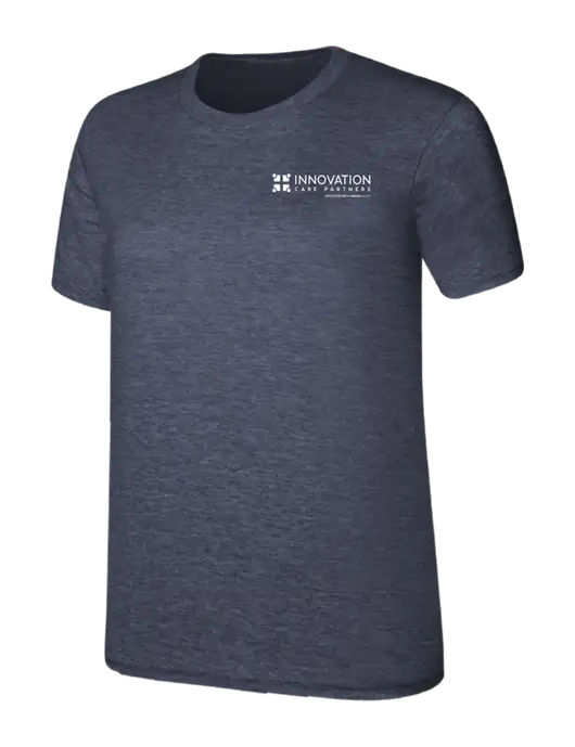 Womens Ring Spun Heather Navy 4.5 oz T-Shirt w/Innovation Care Partners Logo