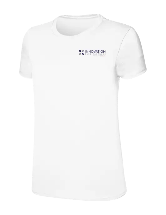 Womens Ring Spun White 4.5 oz T-Shirt w/Innovation Care Partners Logo
