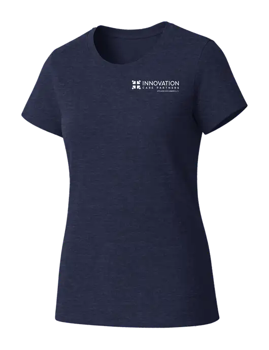 Womens Seriously Soft Heathered Navy T-Shirt w/Innovation Care Partners Logo