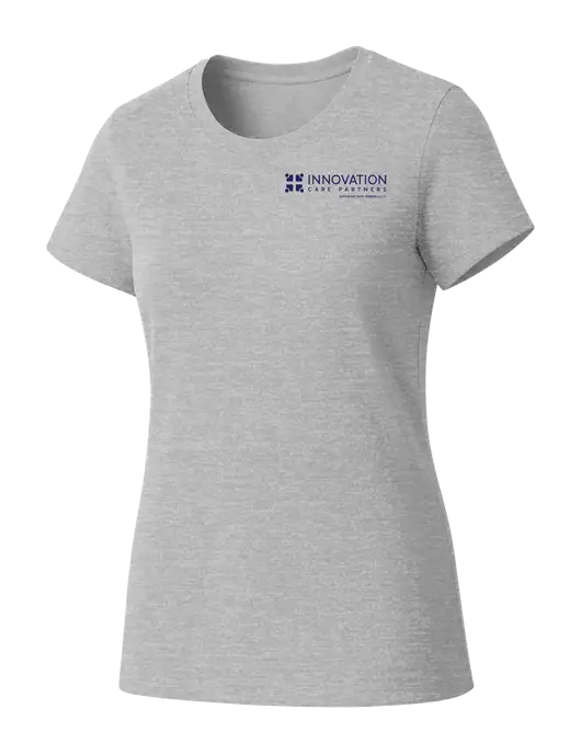 Womens Seriously Soft Light Heathered Grey T-Shirt w/Innovation Care Partners Logo