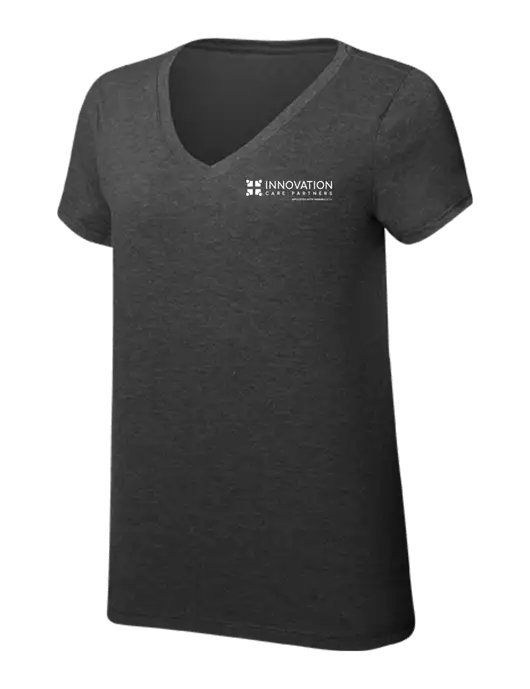 Womens Simply Soft V-Neck Black Frost 4.5oz  Poly/Combed Ring Spun Cotton T-Shirt w/Innovation Care Partners Logo