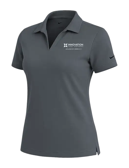 NIKE Dark Grey Womens Dri-Fit Micro Pique Polo w/Innovation Care Partners Logo