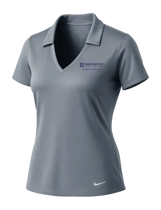 NIKE Medium Grey Womens Dri-Fit Vertical Mesh Polo w/Innovation Care Partners Logo