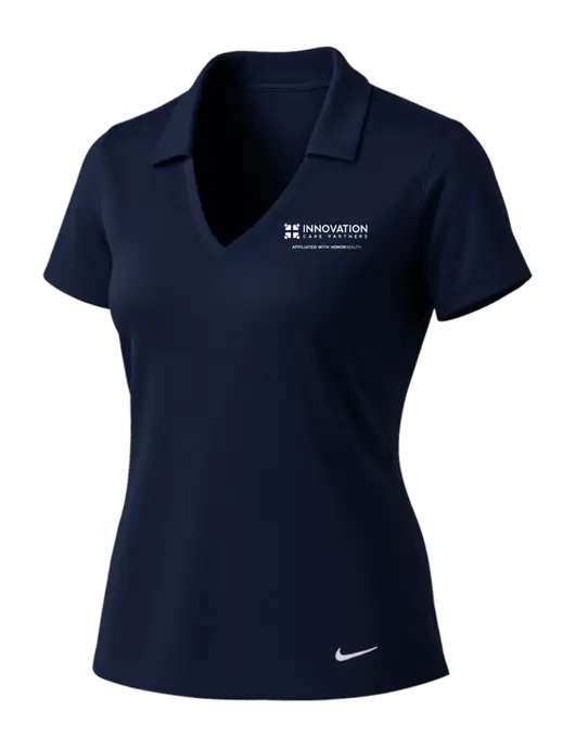 NIKE Dark Navy Womens Dri-Fit Vertical Mesh Polo w/Innovation Care Partners Logo