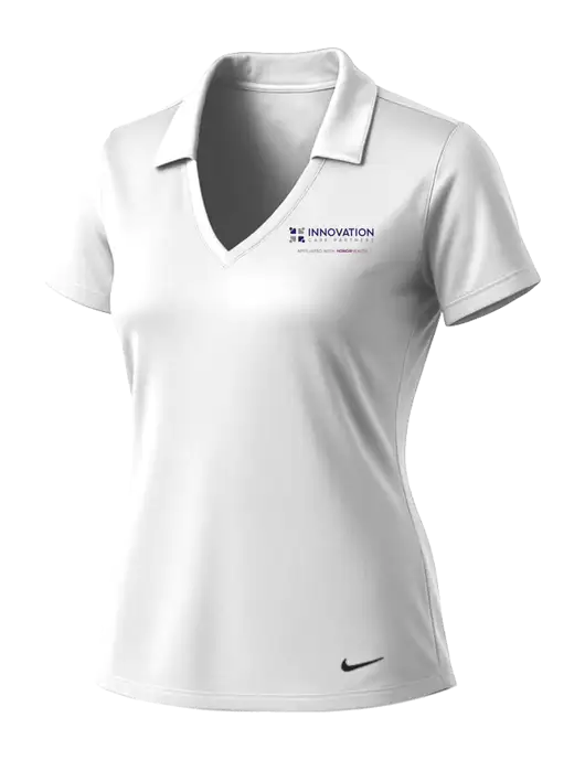 NIKE White Womens Dri-Fit Vertical Mesh Polo w/Innovation Care Partners Logo