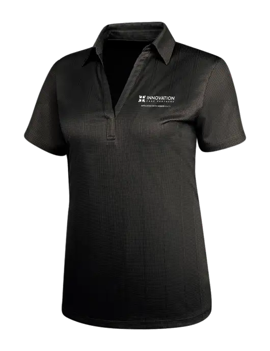 Black Womens Performance Fine Jacquard Polo w/Innovation Care Partners Logo
