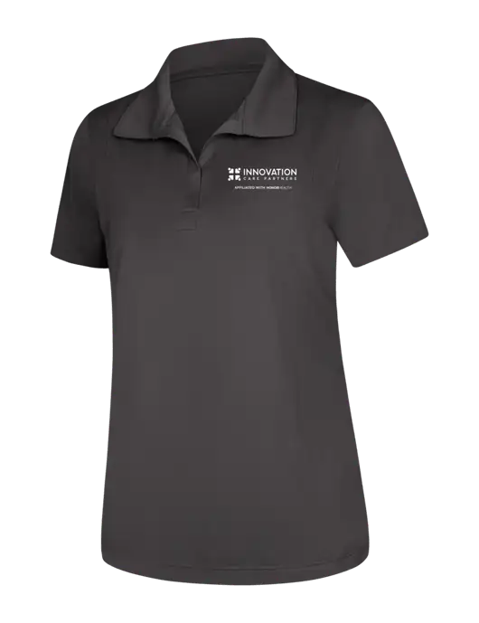 Womens Dark Grey Micropique Sport-Wick Polo w/Innovation Care Partners Logo